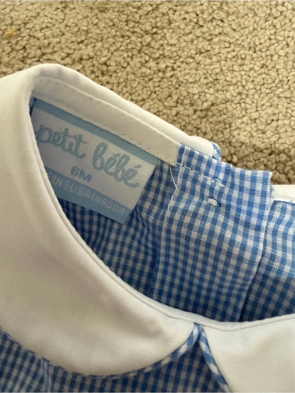 Blue Gingham Smocked Puppy Bubble Romper